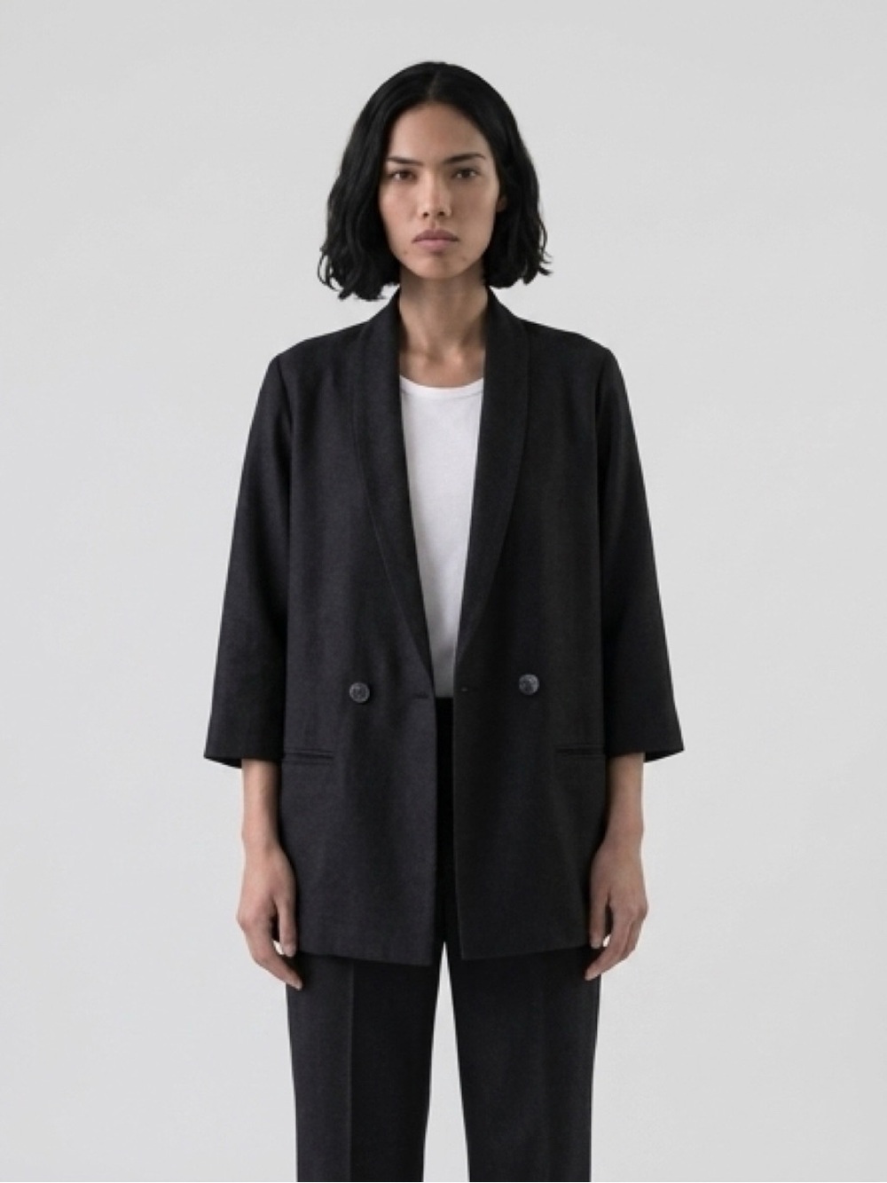 WOMEN’S DACE OVERSIZED BLACK LINEN BLAZET PREPPY IVY LEAGUE RESORT-WEAR SZ MED